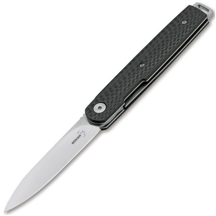 Нож складной Boker Plus LRF, сталь VG10 Satin Plain, рукоять карбон, 01BO079