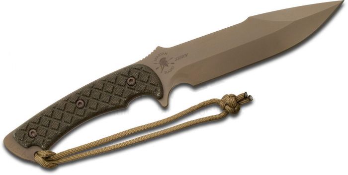 Нож с фиксированным клинком Spartan Blades Horkos, сталь CPM-S35VN Flat Dark Earth, рукоять зеленая микарта, чехол песочный