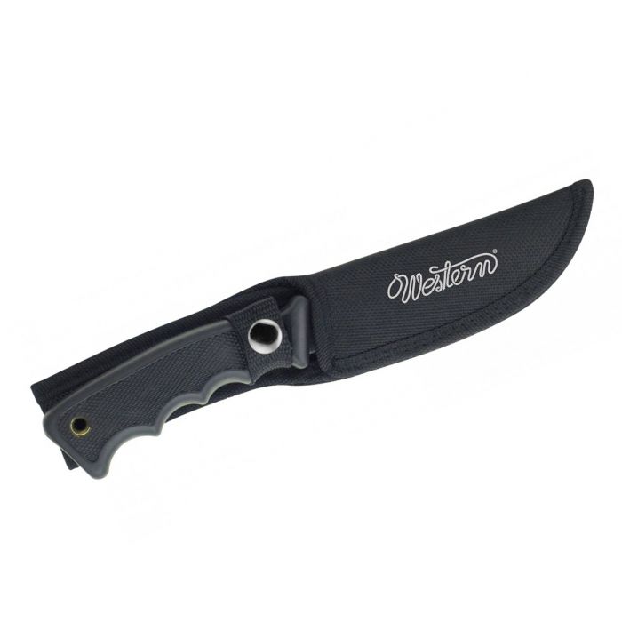 Нож с фиксированным клинком Camillus Western Drop Blade, сталь 440А, рукоять резина, чёрный