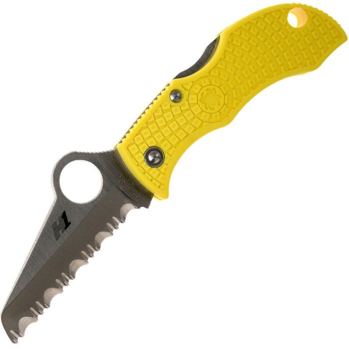 Нож складной ManBug Salt Lightweight Spyderco MYLS, сталь H1 Satin Serrated, рукоять термопластик FRN, жёлтый